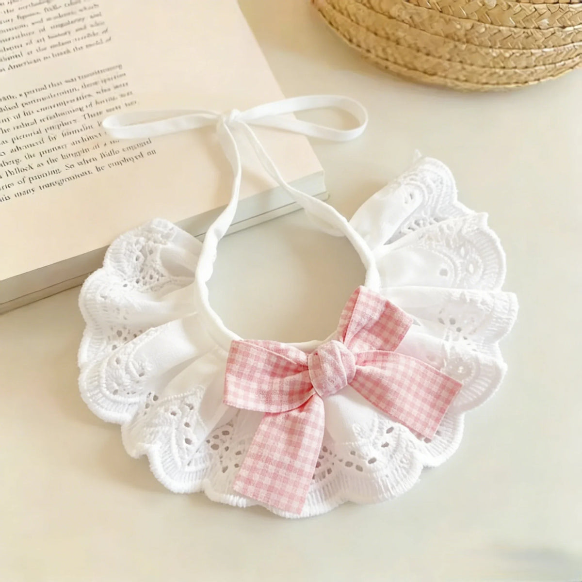 Pet Lace Bib Collar Plaid Bowknot Adjustable - ProPawPet.com