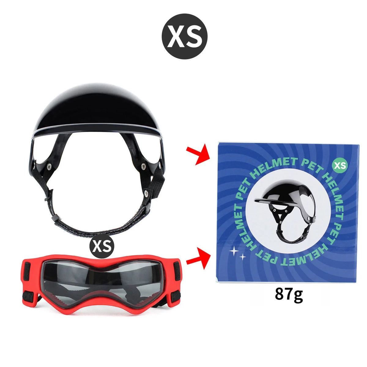 Dog Helmet Goggles Set Pet Safety Hat with Ear Holes Anti UV – Dog Supplies