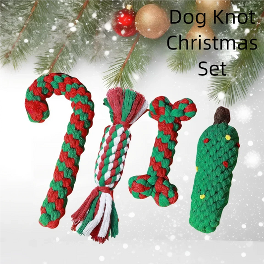 Christmas Pet Cotton Rope Cane Plaything Set