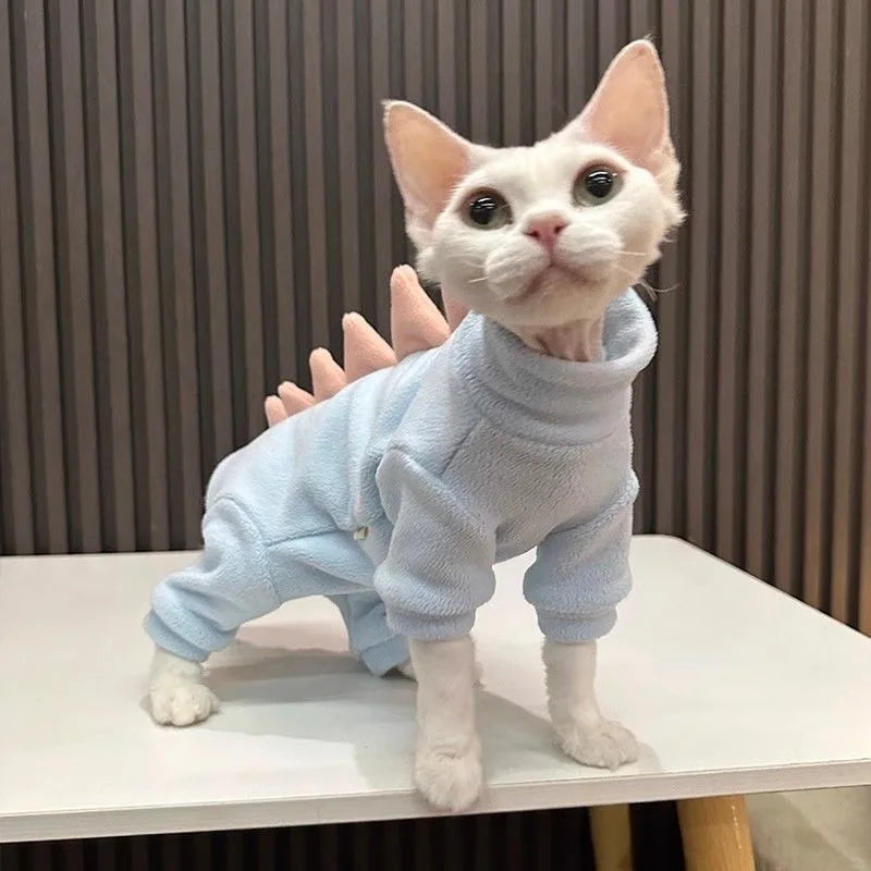High Neck Polar Fleece Full Wrap Cat Onesie - ProPawPet.com