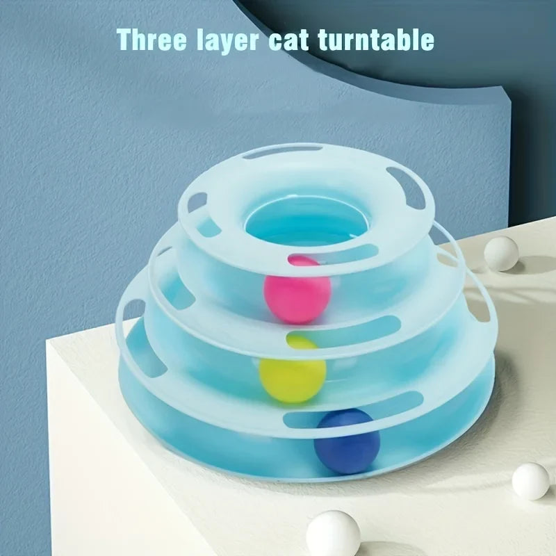 3 Layer Interactive Cat Toy Tower with Colorful Balls – Cat Supplies