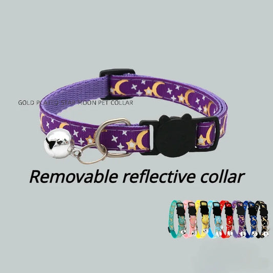 Pet Collar Cat Dog Gold Color Stars and Moon - ProPawPet.com