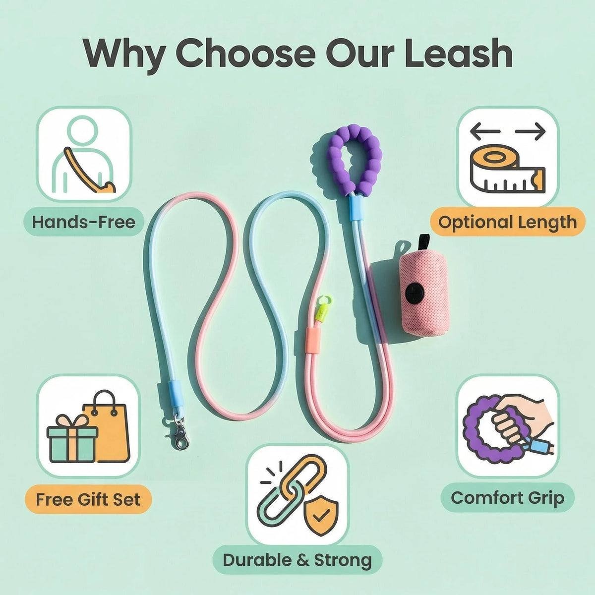 Heavy Duty Gradient Reflective Dog Leash - ProPawPet.com