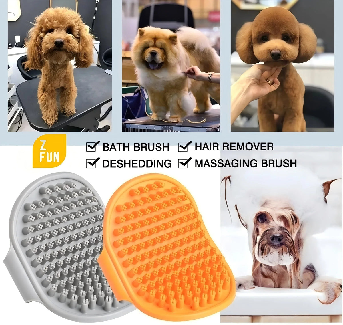 Dog Bath Brush Pet Grooming Shedding - ProPawPet.com