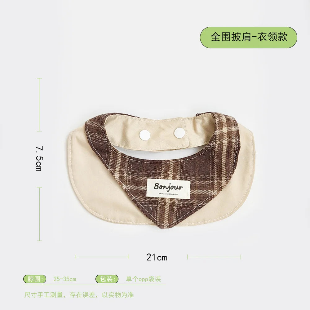Pet Cute Puppy Dog Neck Water Brown Checkered Bow Hoop Small – 4 Colors