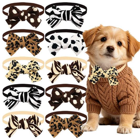 10/20PCS Adjustable Pet Bow Ties Leopard - ProPawPet.com