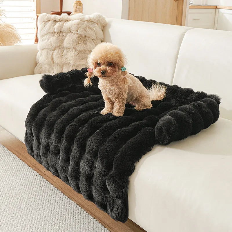Plush Faux Rabbit Fur Large Dog Mat Cat Bed for Small Pets
