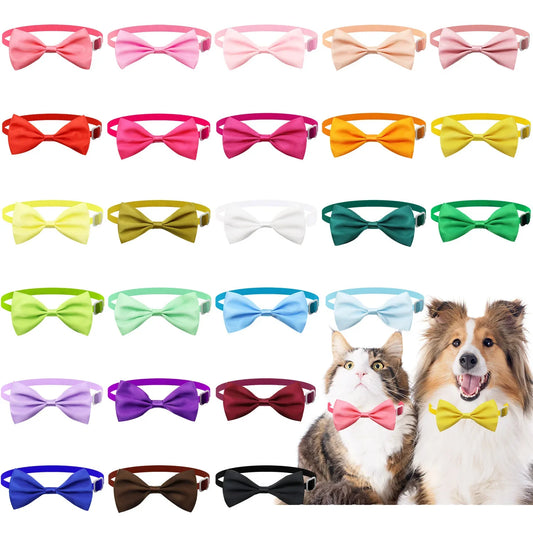 12 PCS Pure Color Dog Bows with Collar Small - ProPawPet.com