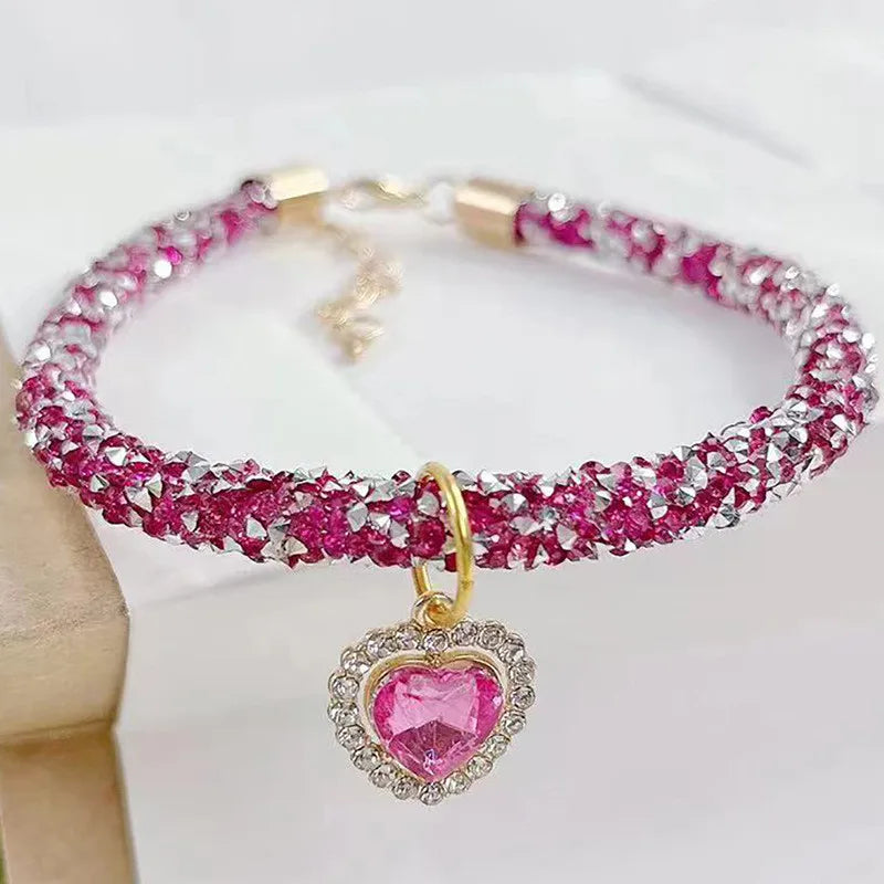 Crystal Cat Collar Heart Gem Pendant Party - ProPawPet.com