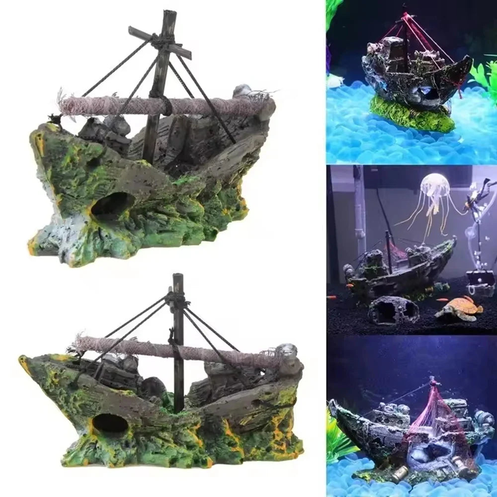 Random Style Fish Tank Shipwreck Pirate Ship - ProPawPet.com