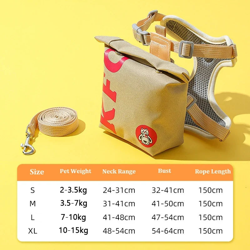 Hamburger Bag Dog Harness Set Outdoor - ProPawPet.com