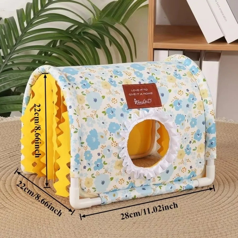 Triangle Tassel Tunnel Nest Summer Floral Print Small Animal – 3 Colors