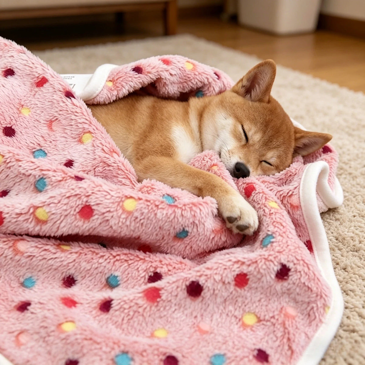 Kemorela Soft Fluffy Pet Blanket Cute Dot Pattern Cozy Warm – Cat Supplies