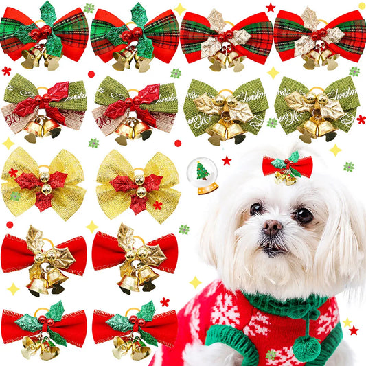 50/100pcs Christmas Dog Bows Small Dog Cat - ProPawPet.com