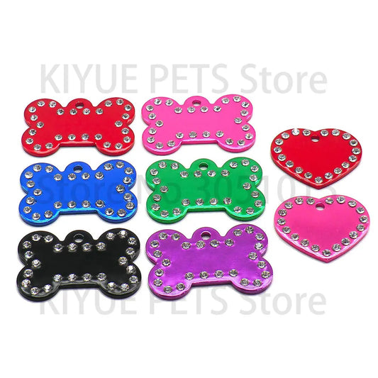 20Pcs 2MM Dog Bone Diamond Decor Pet Id Tag - ProPawPet.com