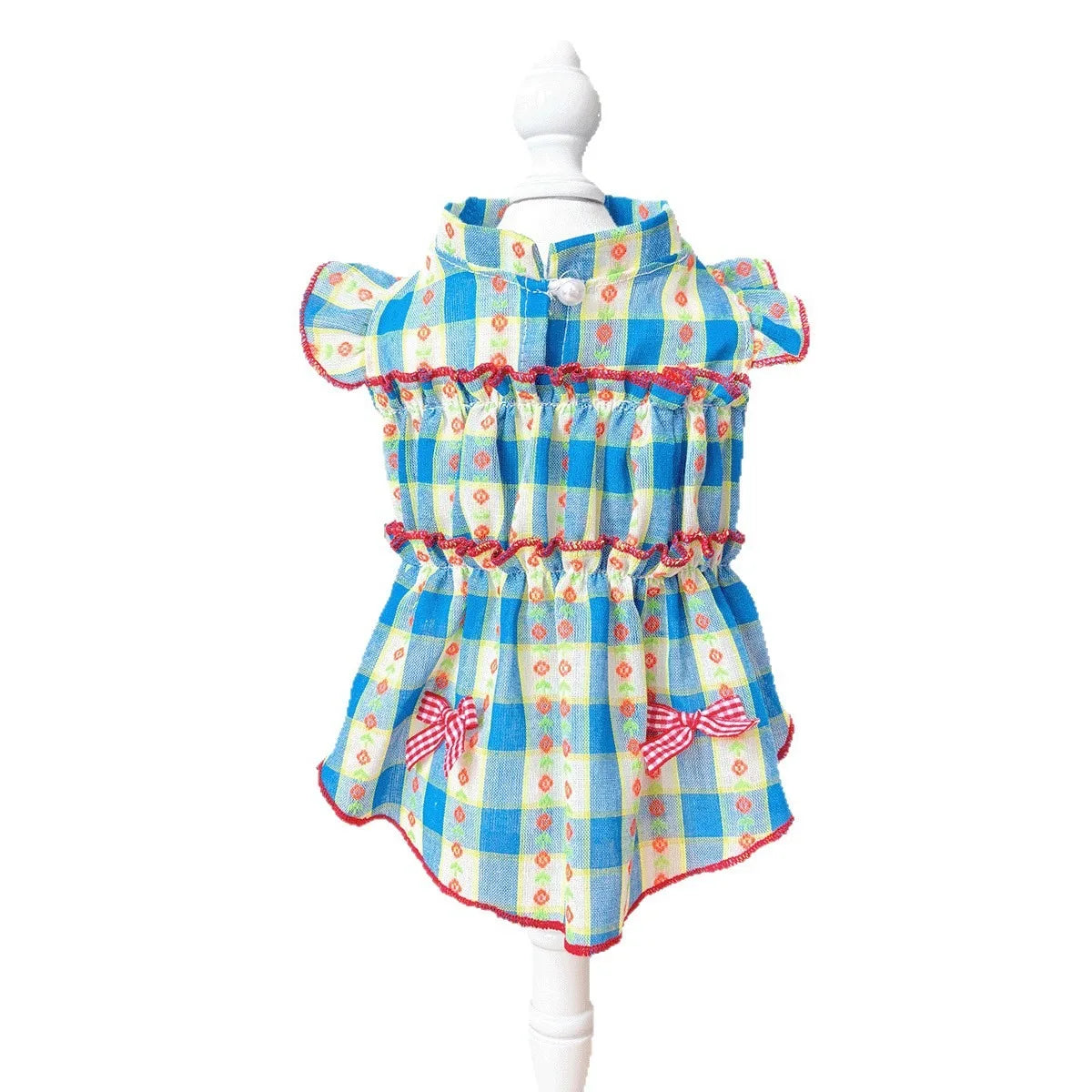 Country Style Pet Apparel Teddy European Plaid Princess Dress – 5 Sizes