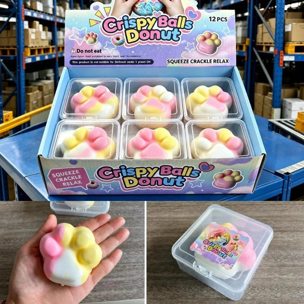 Chocolate Wax Cracking Squeeze Toy Donut Cat - ProPawPet.com