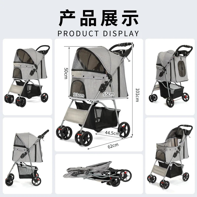 Portable Outdoor Pet Stroller Cart Foldable - ProPawPet.com