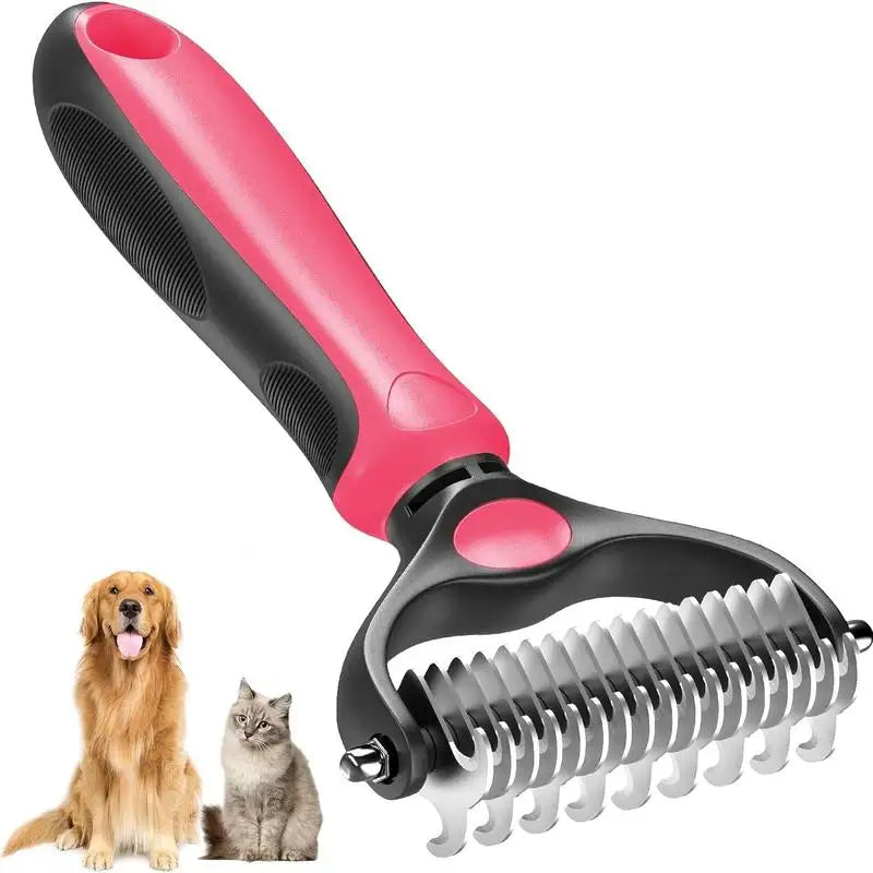 2IN1 Stainless Pet Deshedding Brush Dog Hair Remover Fur Knot – 4 Colors