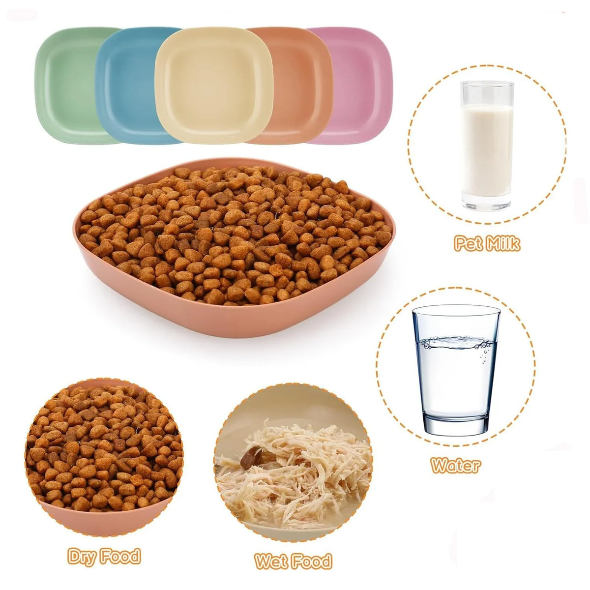 3/10/20pcs Non-Slip Plastic Cat Bowls Set - ProPawPet.com