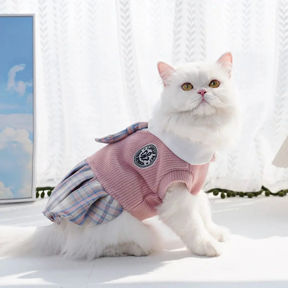 Kawaii Pet JK Plaid Skirt Knitted College - ProPawPet.com