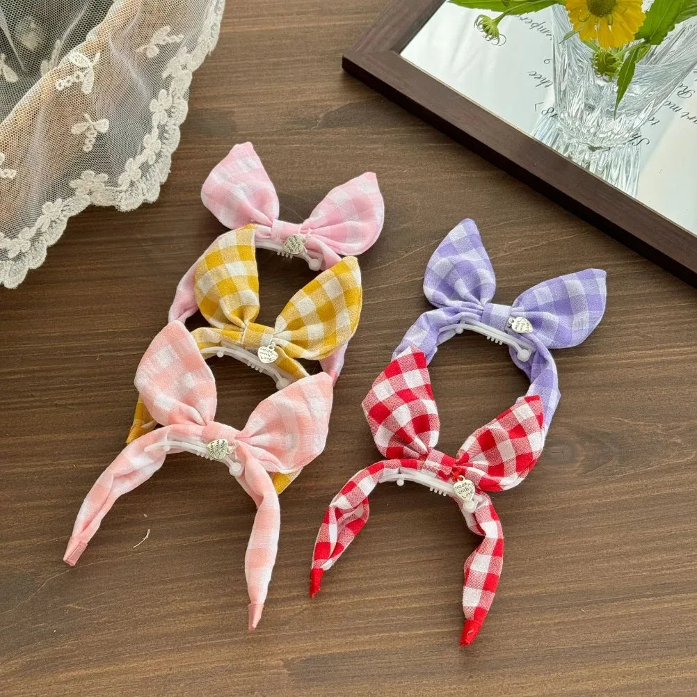 Gingham Plaid Bow Pet Hair Clip with Star - ProPawPet.com