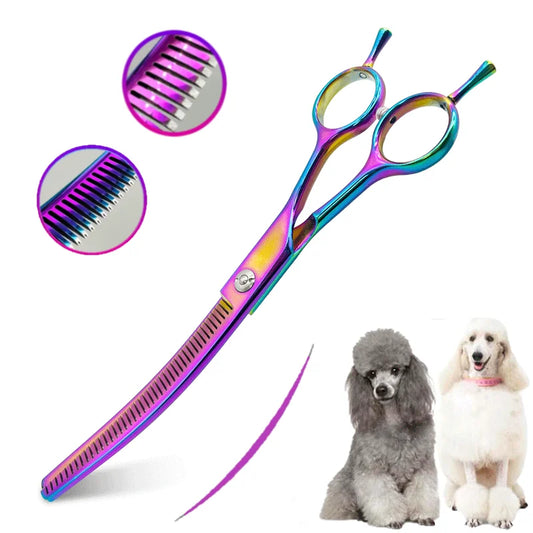 Colorful Dog Curved Thinning Shears 7.0 Inch Professional