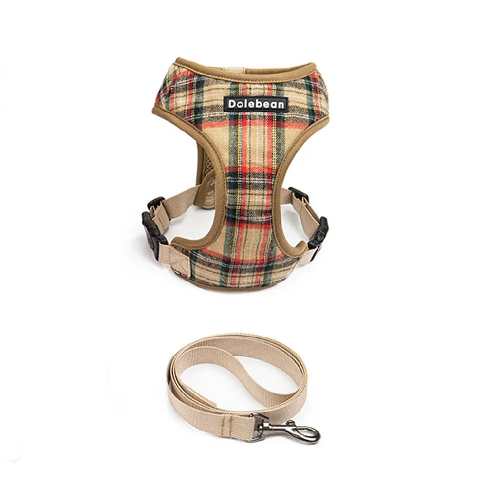 Plaid Pet Harness Leash Set for Small Dogs - ProPawPet.com