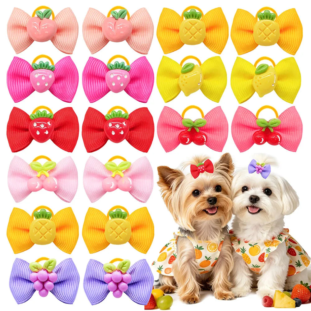 10/20/30PCS Fruit Theme Dog Bow Rubber Bands - ProPawPet.com