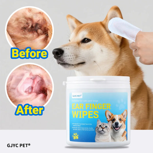 Pet Ear Cleaning Finger Wipes Dual 3D - ProPawPet.com