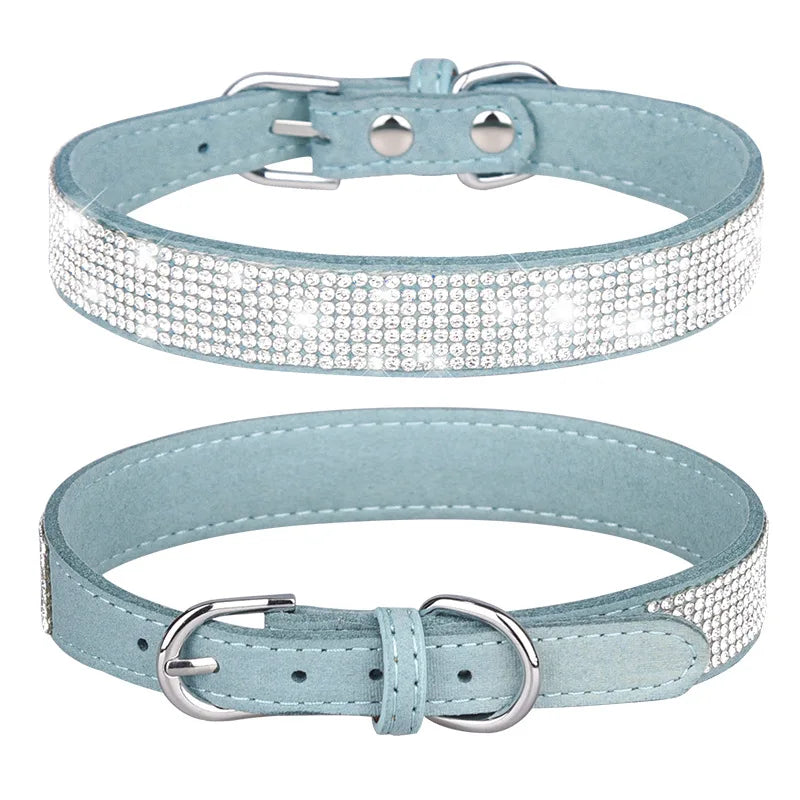 Suede Fiber Crystal Dog Collar Comfortable - ProPawPet.com