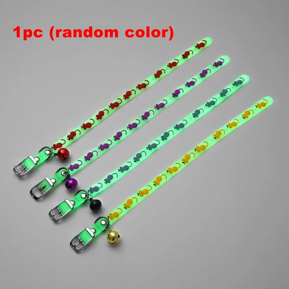 Adjustable Glowing Cat & Dog Collars with Bell Light – 7 Colors