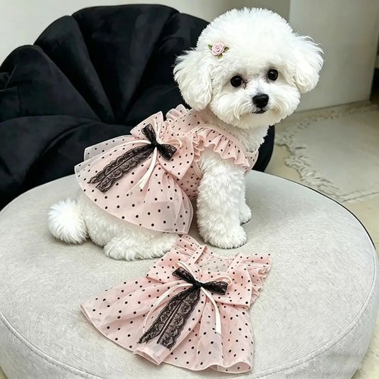 Thin Dogs Polka Dot Lace Dress Soft Fabric - ProPawPet.com
