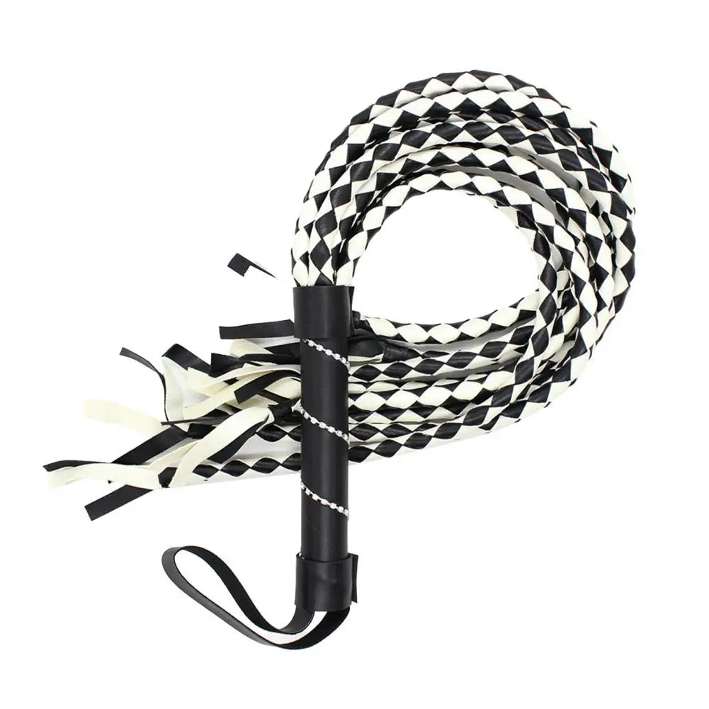 Faux Leather Horse Whip Two-tone 8 Braiding Hangable Training – 5 Colors