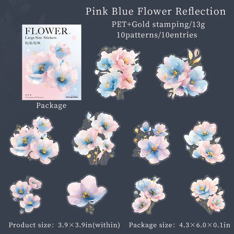 PET Bronzing Flower Stickers – 6 Colors