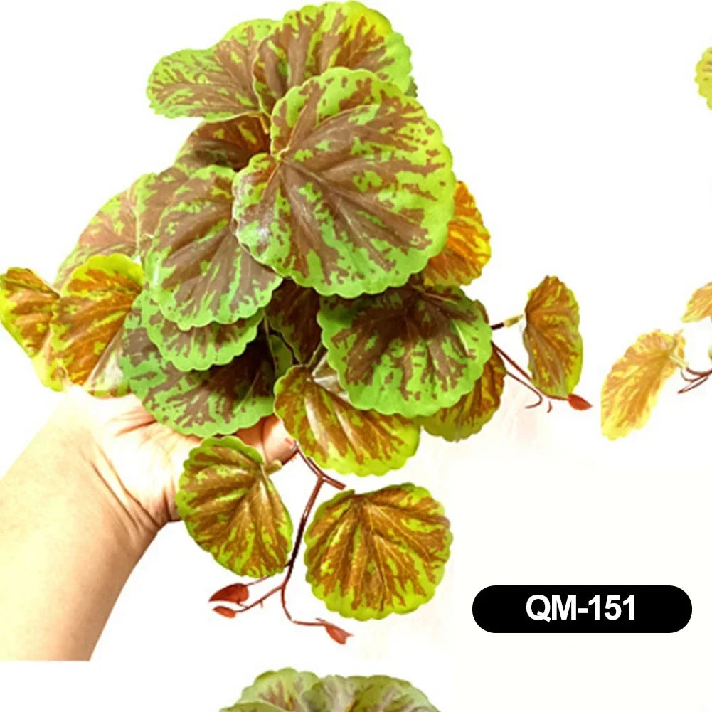 Large Leaf Artificial Plant Stable Base Vivarium Decor for Horses
