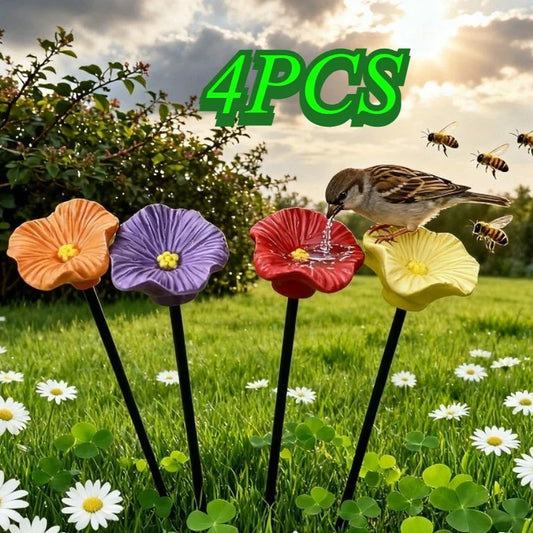 4pcs Resin Flower Bee Water Feeder Outdoor - ProPawPet.com