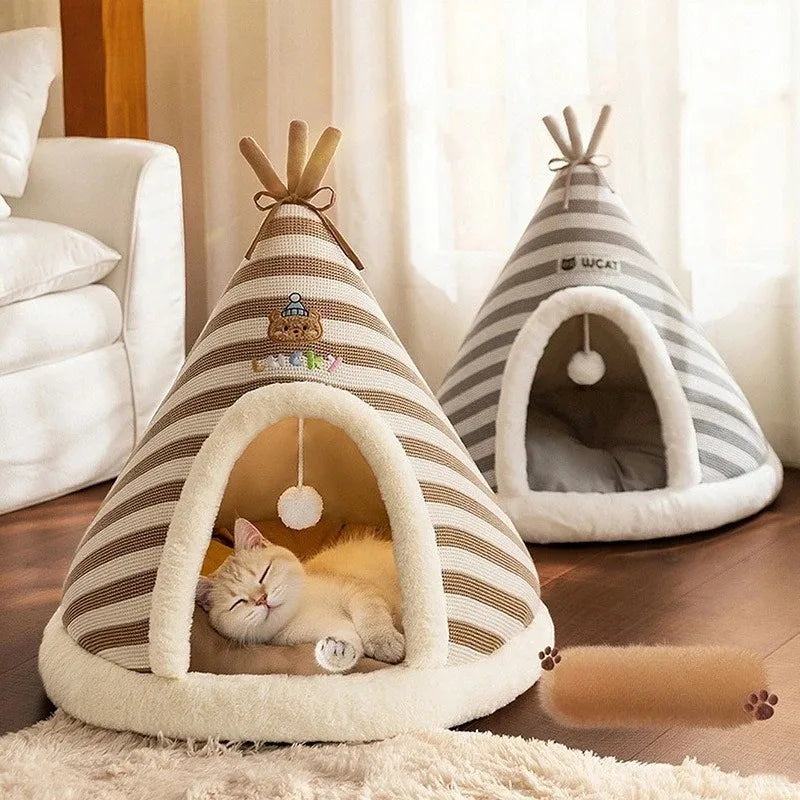 Self Warming Cat Bed Winter Warm Plush Tent - ProPawPet.com