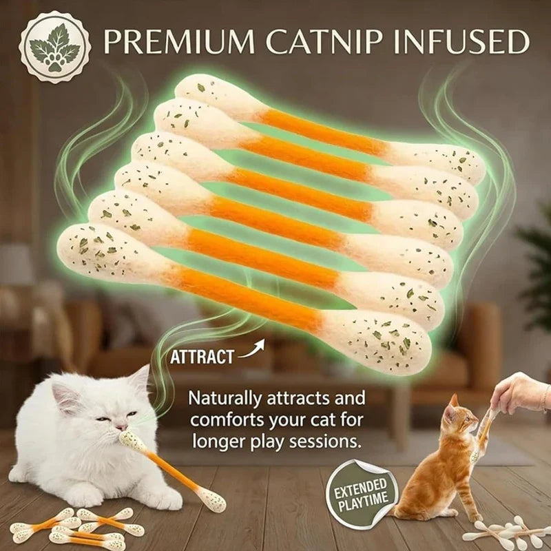 Cotton Swabs Cat Toys with Catnip 6 Pack - ProPawPet.com