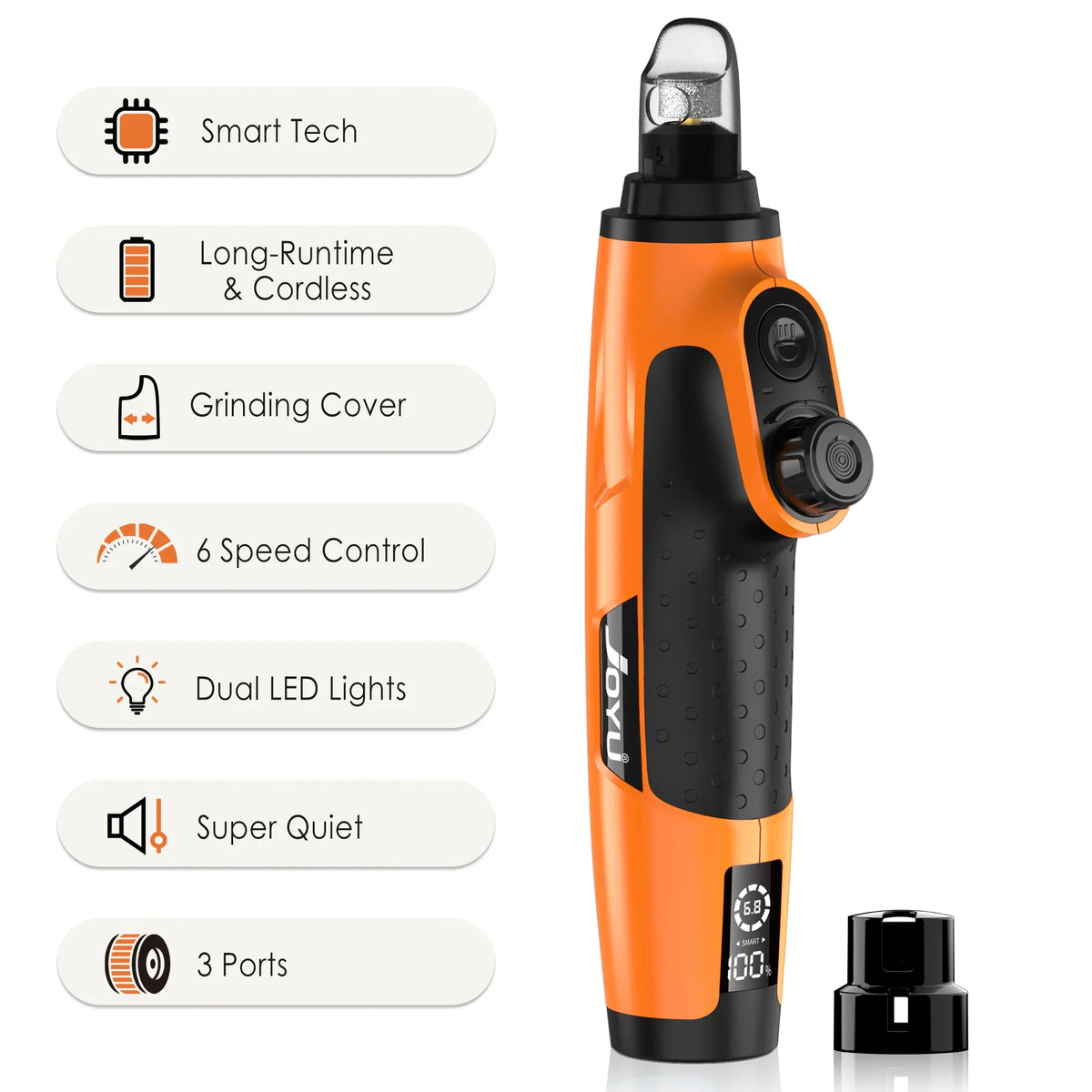 Quiet Joyu Rechargeable Dog Nail Grinder with LED Light