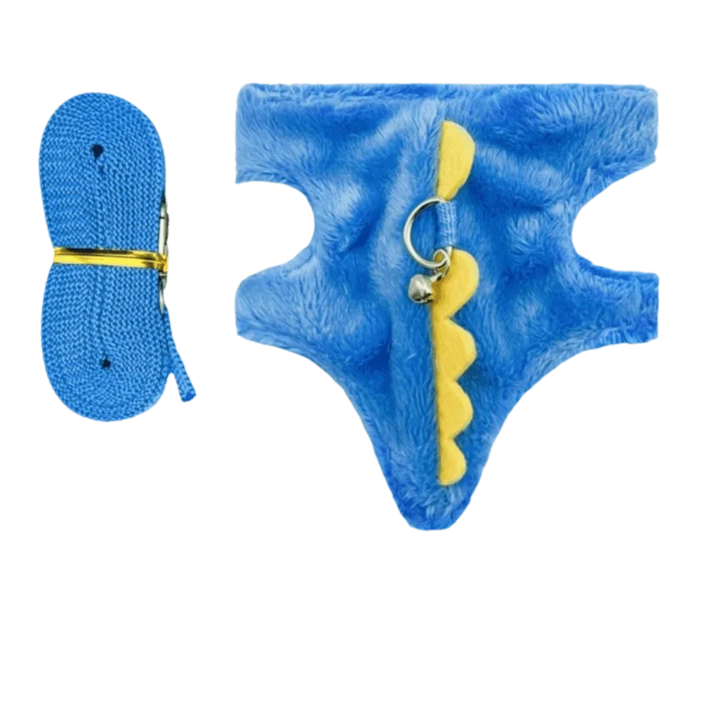 Adjustable Ferret Vest Harness with Bell Dinosaur Shape for Small Pets