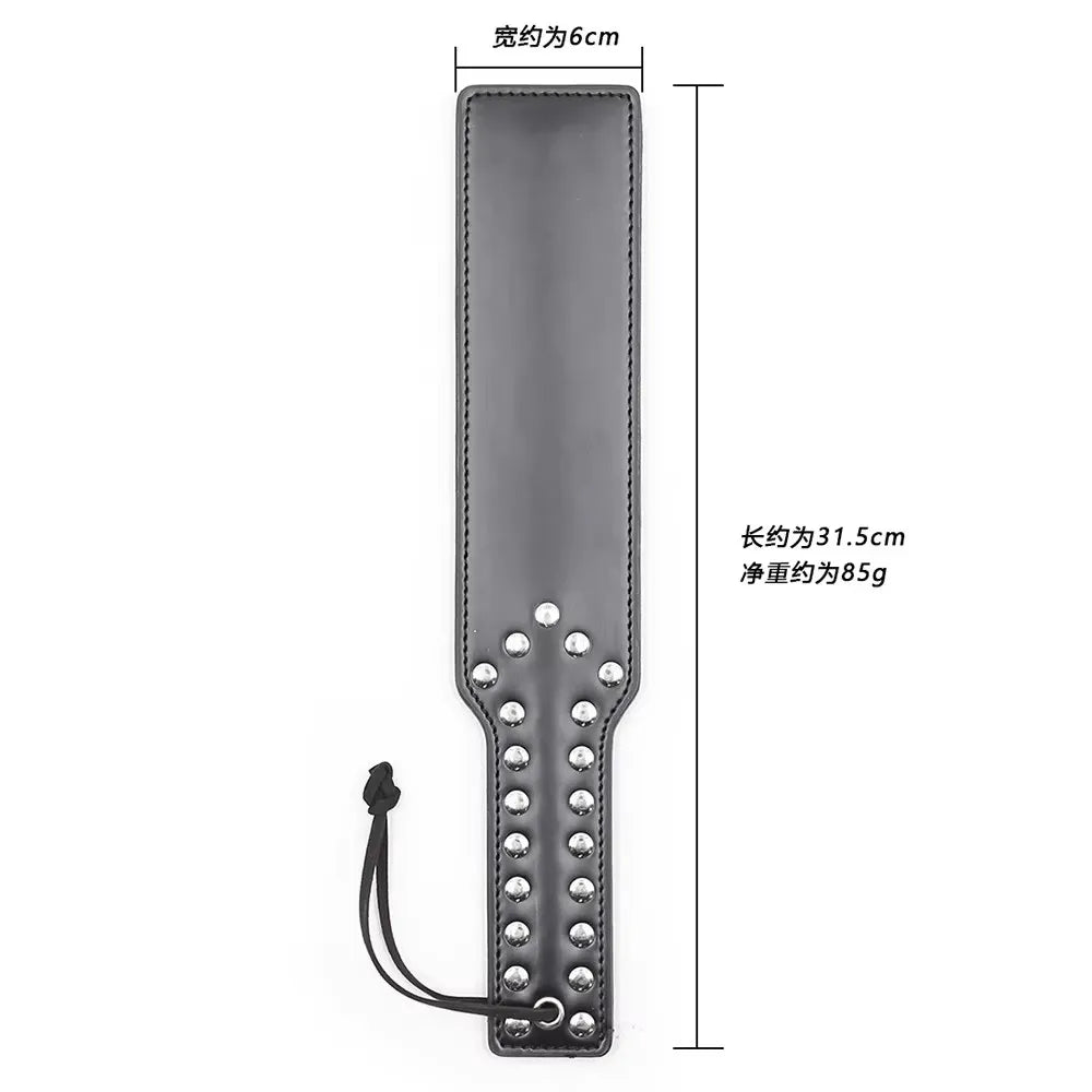 31.5cm Punk Rivet Spank Paddle Horse Whip – 2 Colors
