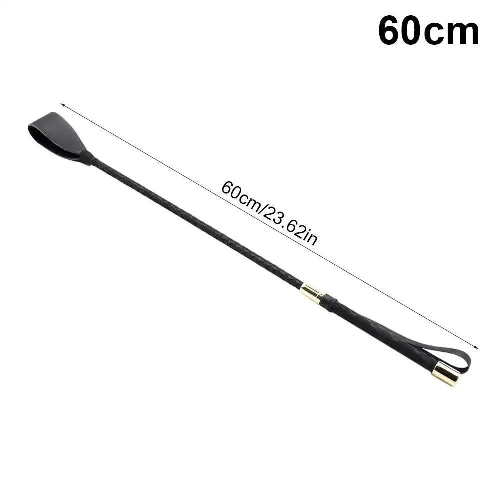 Portable Horse Whip with Handle PU Leather Equestrian Training – 4 Colors