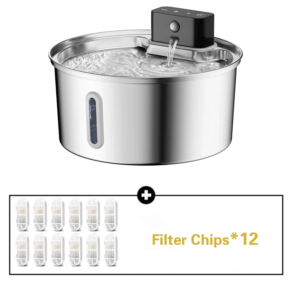 Wireless Stainless Steel Pet Water Fountain – Cat Supplies