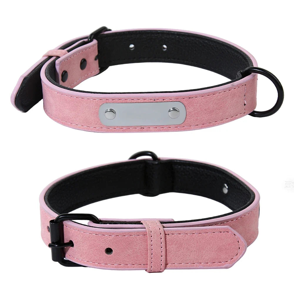 Custom Leather Dog Collar Leash Personalized - ProPawPet.com