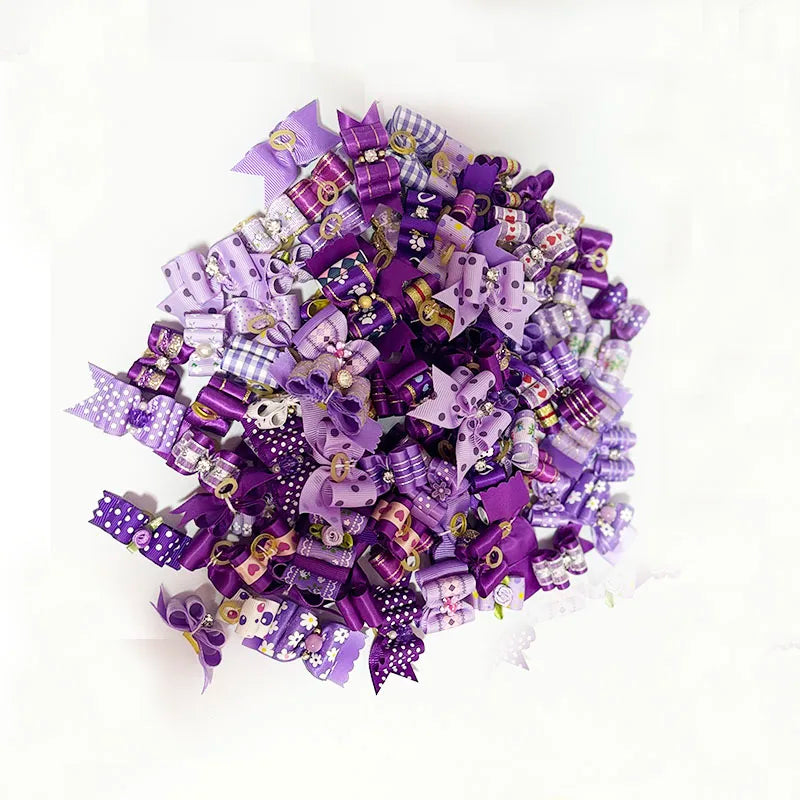 10Pcs Handmade Pet Dog Bow Diamond Pearl Pet - ProPawPet.com