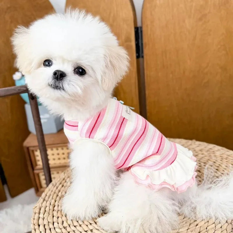 Thin Cooling Dog Dress Striped Dog Clothes - ProPawPet.com