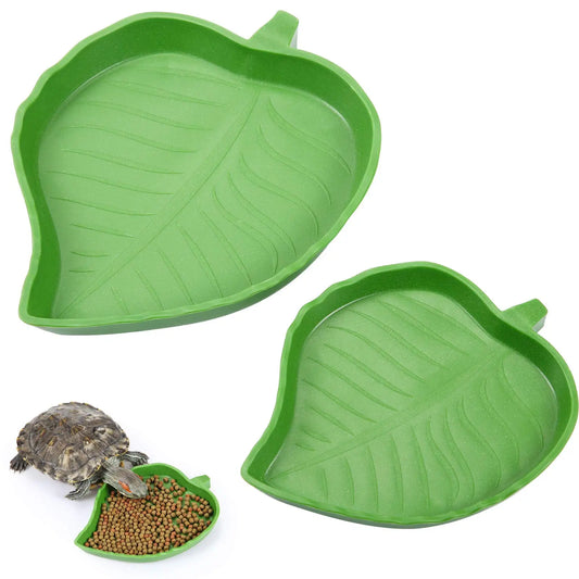 2 Pieces Leaf Reptile Food Water Bowl Plate - ProPawPet.com