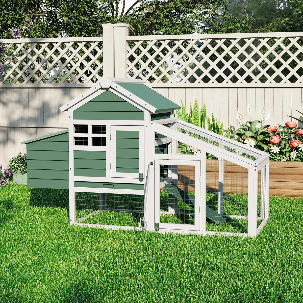 Wooden Chicken Coop with Nesting Box Outdoor Hen Home