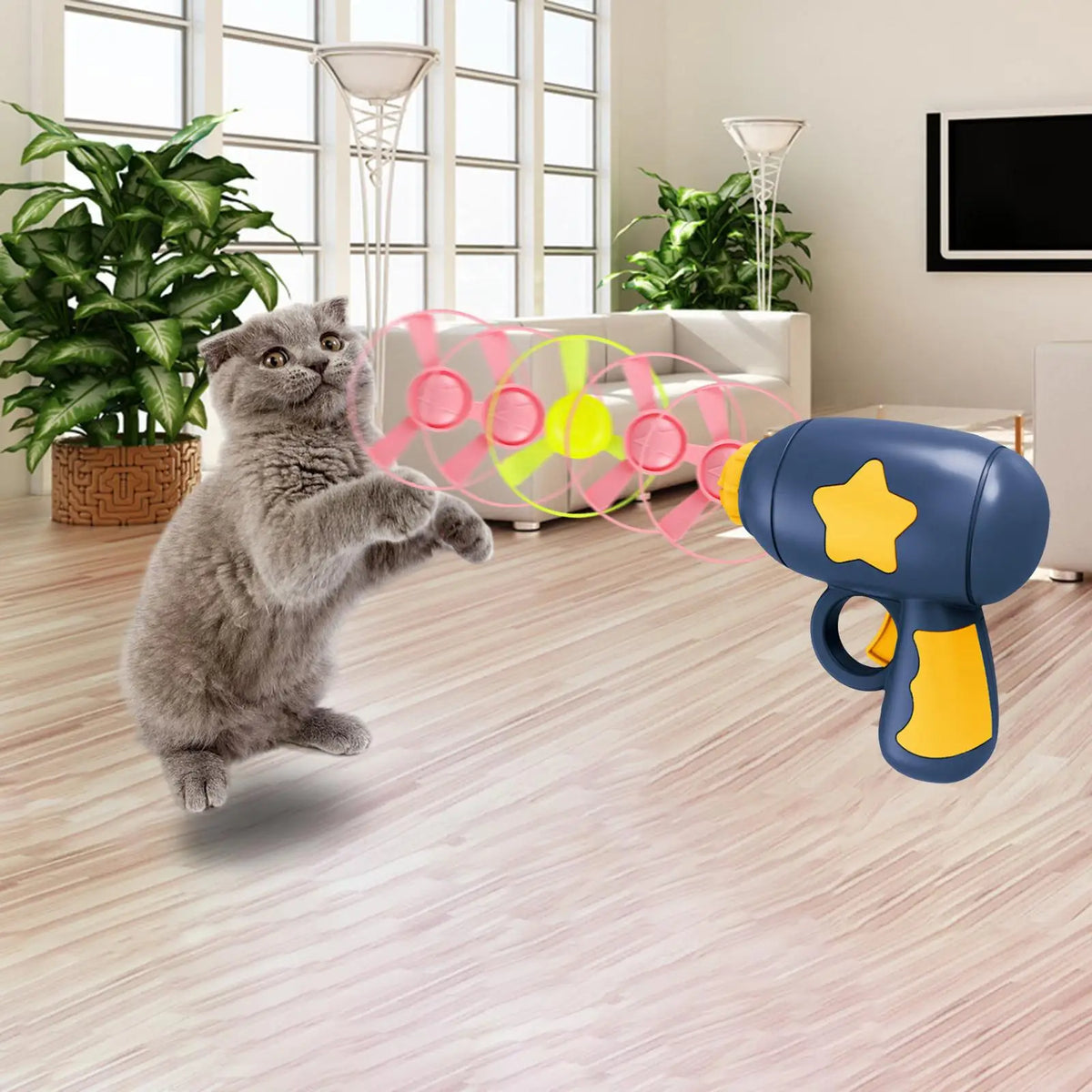 Cat Plaything Interactive Play -cat with 5 Flying Propellers